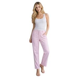 Sweet Lily Barbie Pink Pants Straight Leg Relaxed Fit White Piping Womens 6